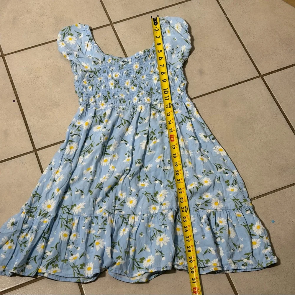 Children’s Place Kids Girl‎ Floral Blue Dress Short Sleeves Smocked size 16 XXL